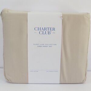 NEW Charter Club King Sleep Luxe Cotton Sheet Set 800 Thread Count - Beige